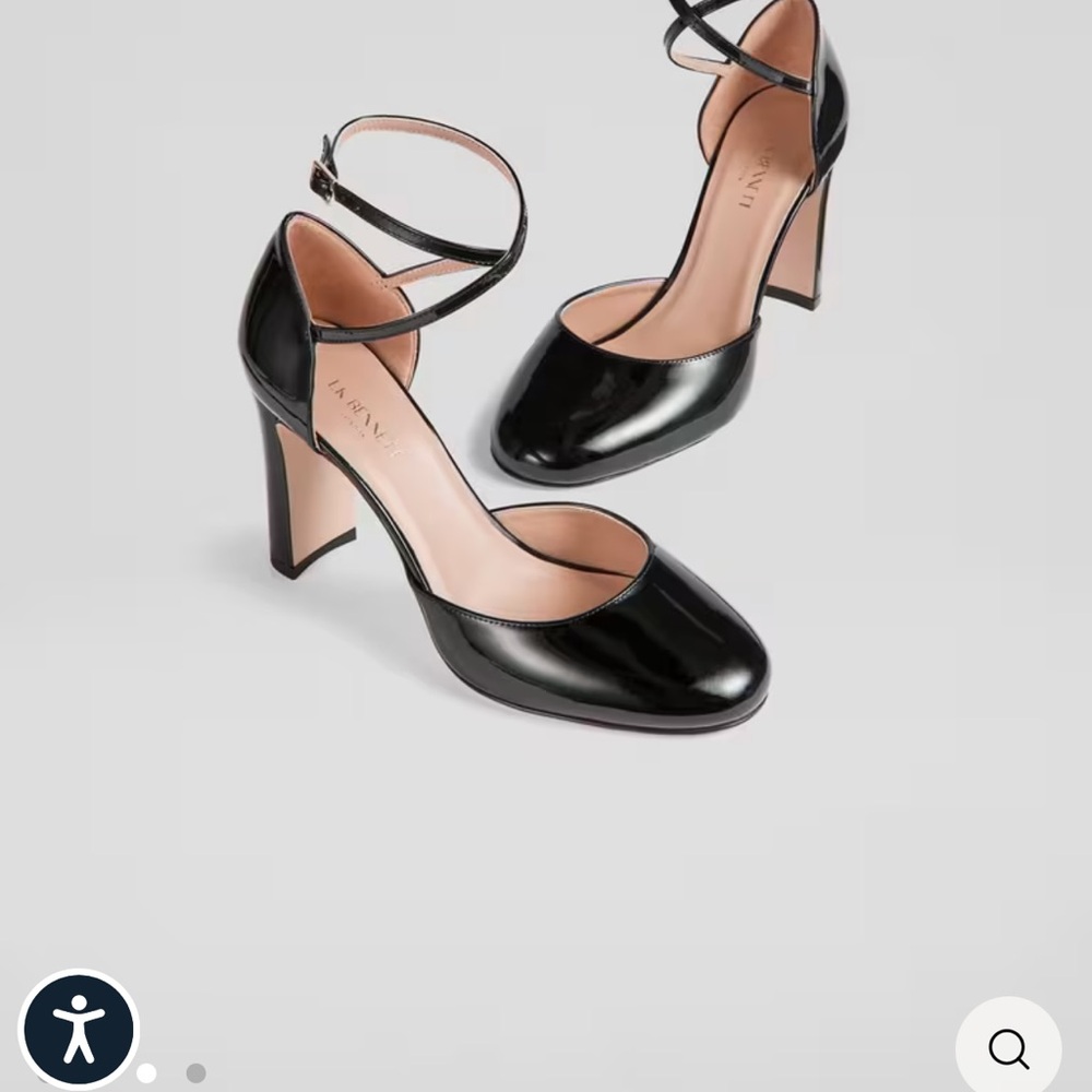 LK Bennett Adaline Black Cross-Strap Block 4” Heel Pumps 40
